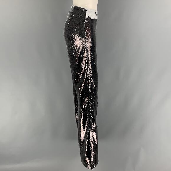 MSGM Size S Black White Polyester Blend Sequined Side Zipper Dress Pants - Picture 1 of 1